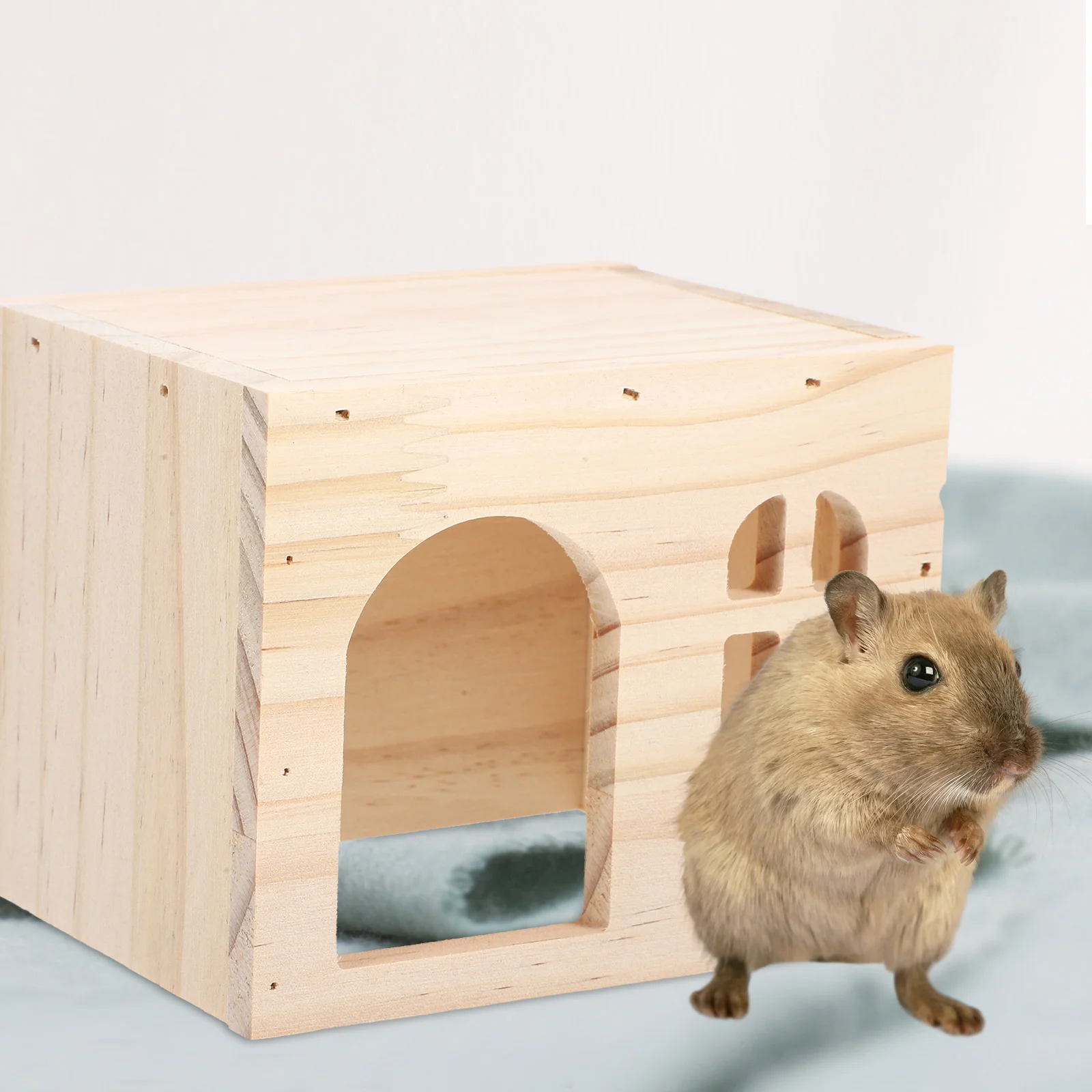 Small Hamster House Hamster Hideout House Delicate Hamsters Houses and Hideouts Tunnel for Cage Guinea Pig Rat Supply Wooden