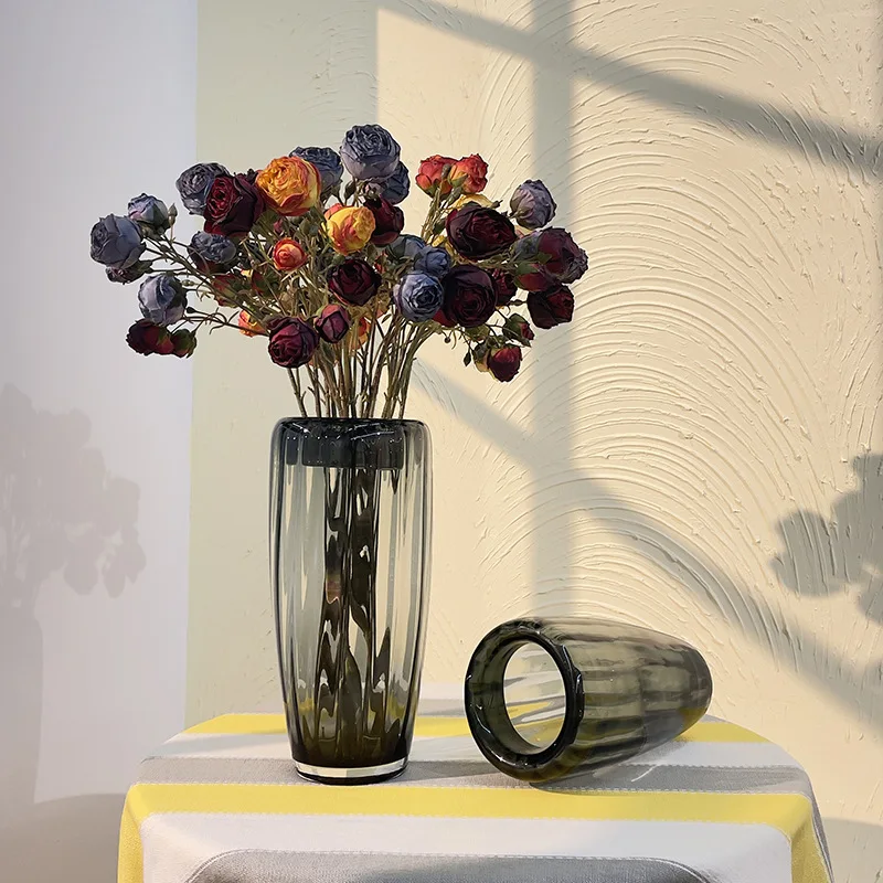 

Modern transparent glass flower arrangement vase ornament home living room TV cabinet simple dining table decoration desktop