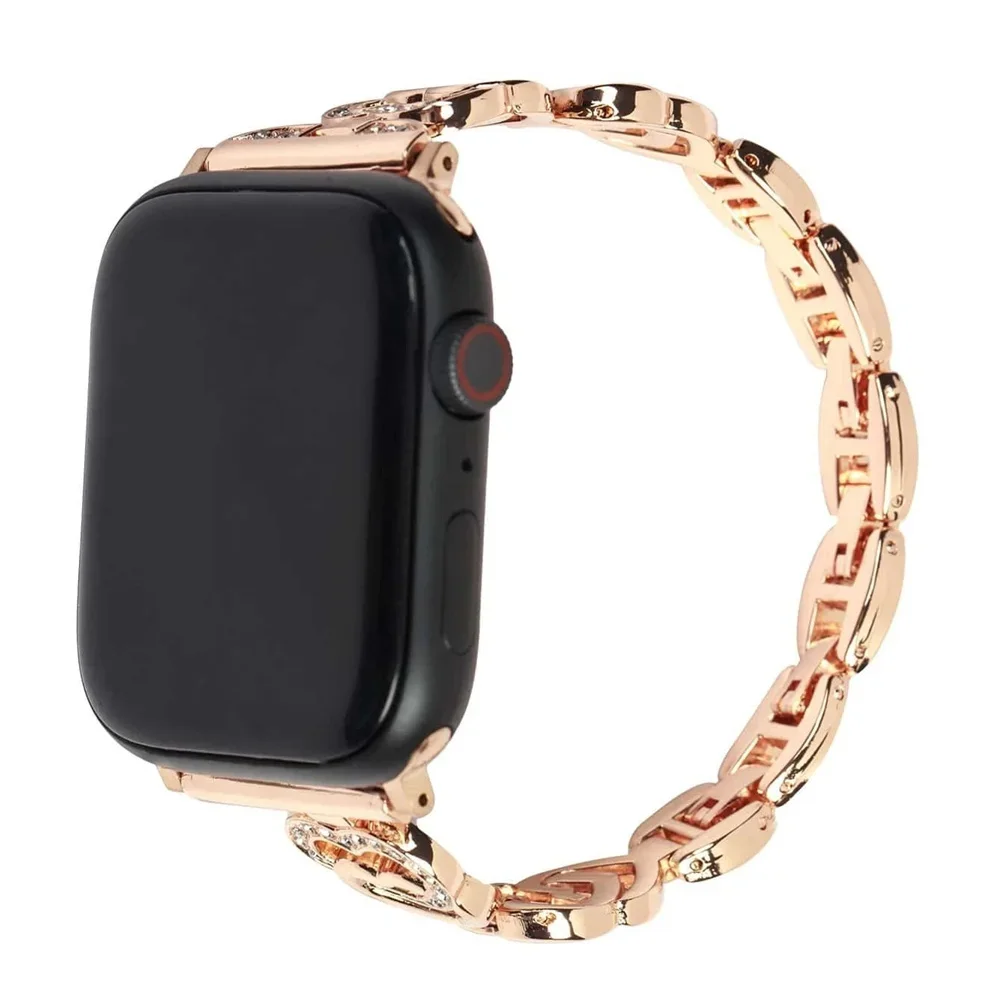 Luxury Love Heart Diamond Metal Band For Apple Watch 8 Ultra 7 6 5 SE Strap For iWatch 9 41mm 45mm 49mm 40mm 38mm 44mm Bracelet