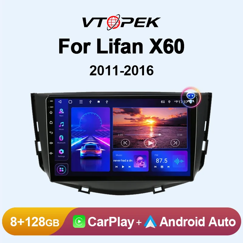 

Vtopek 9" 4G Carplay Android Auto 2din Android 11 Car Radio Multimidia Video Player GPS Navigation For Lifan X60 X 60 2011-2016