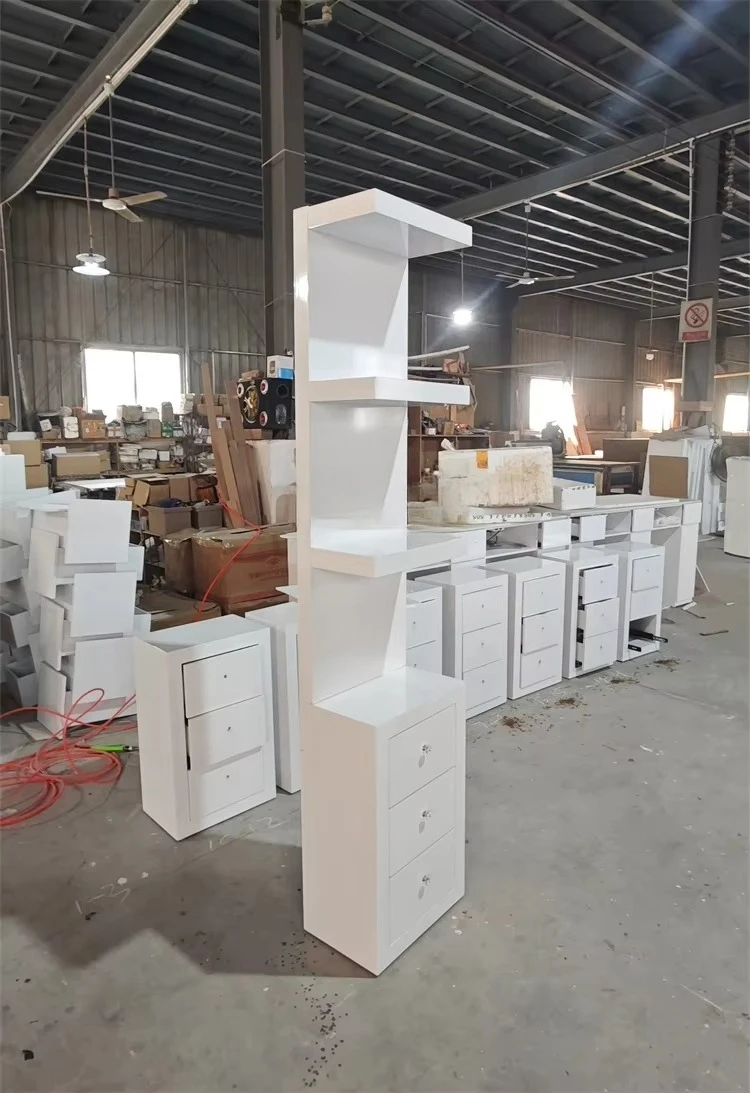 * White Display Cabinet Home Decor Crafts Furniture Crushed Diamond Style Beauty Station Makeup Storage for Sale