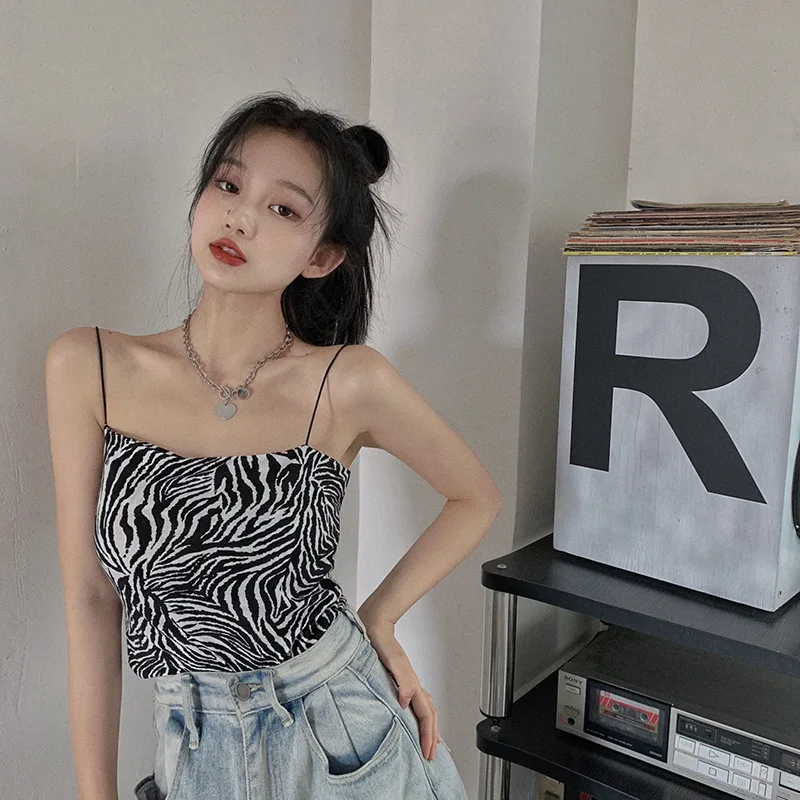 New Summer Teen Girl Sexy Cropped Tank Top Women Tight-fitting Short Camisole Casual Student Wear Spicy Girl Inner Casual Top