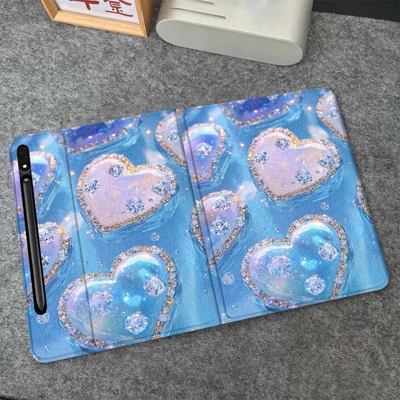 

Love Heart Sparkling Gift For Samsung Galaxy Tab S10 S9 S8 S7 FE Lite Soft Flexible Support Tablet Case