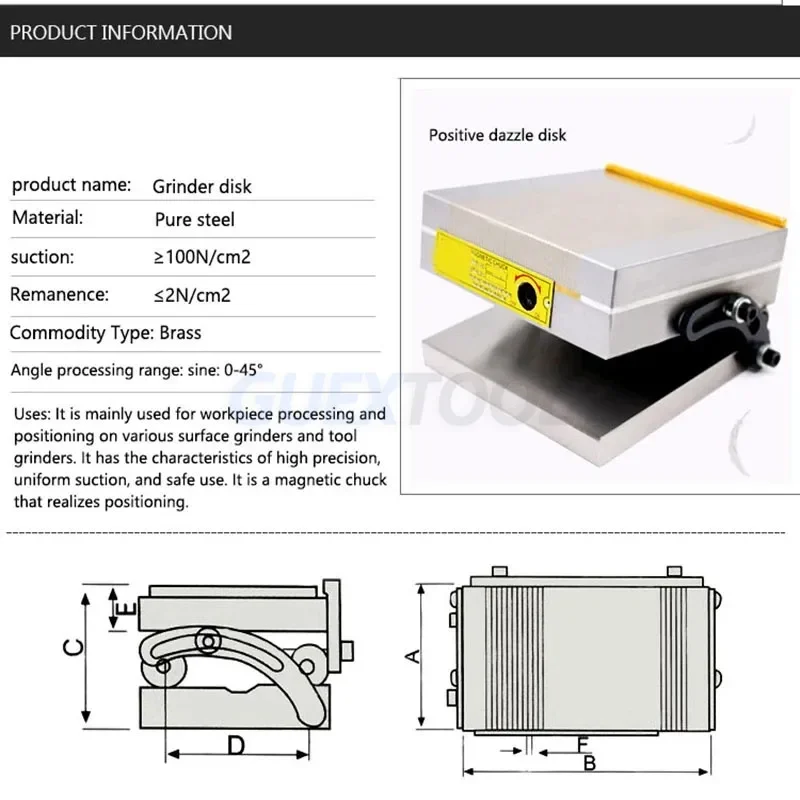 100*175 Sine Magnetic Watch Brass Surface Grinder 0-45°Adjustable Angle Portable Disc Grinder Swash Plate Sine Magnetic