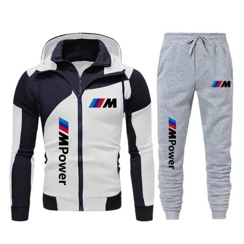 2025 New BMW Printed Simple  Set  Fashion Hoodie Set  Thick Warmth Top Pants Set Double layer Zipper Jacket