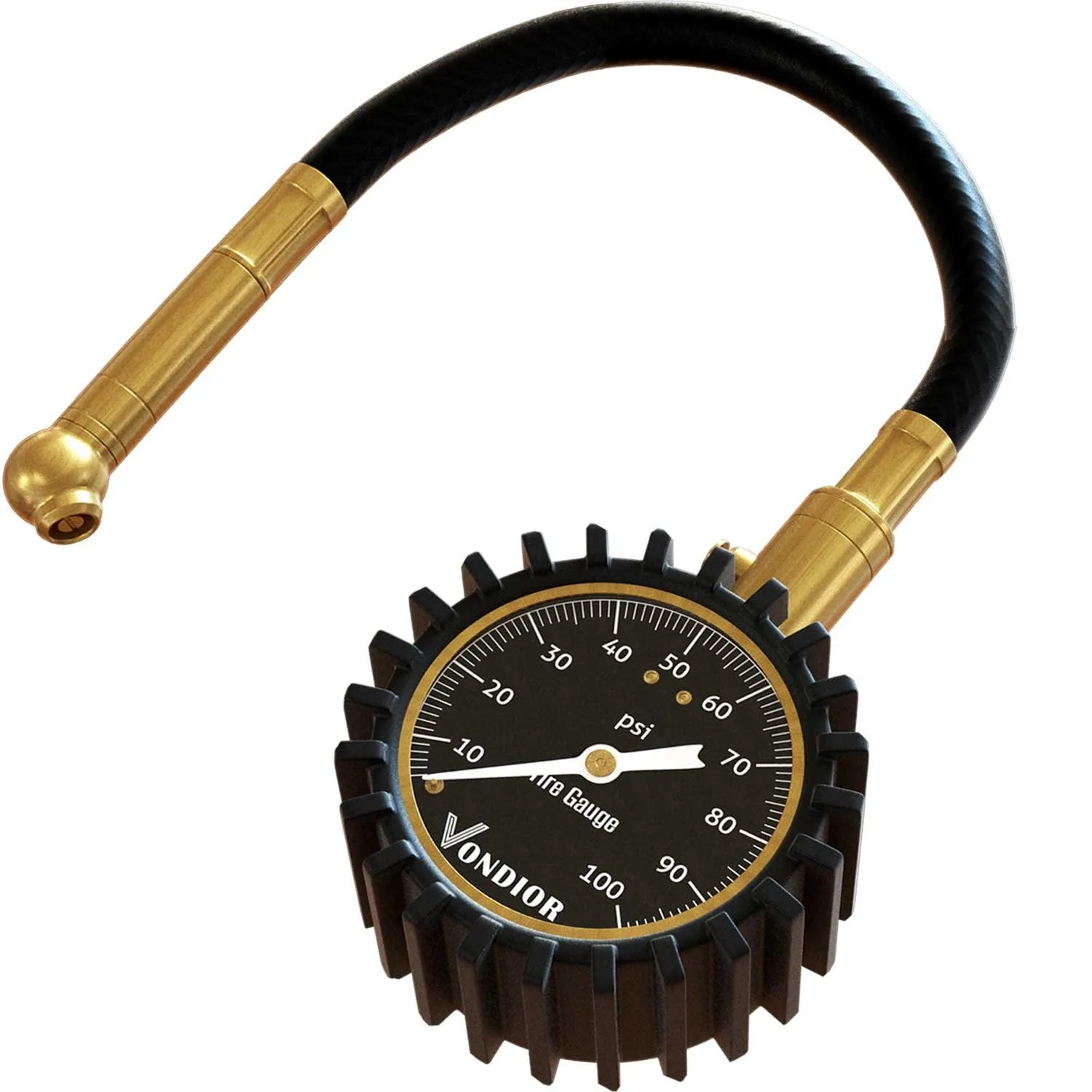 

Tire Pressure Gauge (0-100 PSI) for Cars and Trucks with Large 2" Glow Dial Easy-Read Swivel Hose