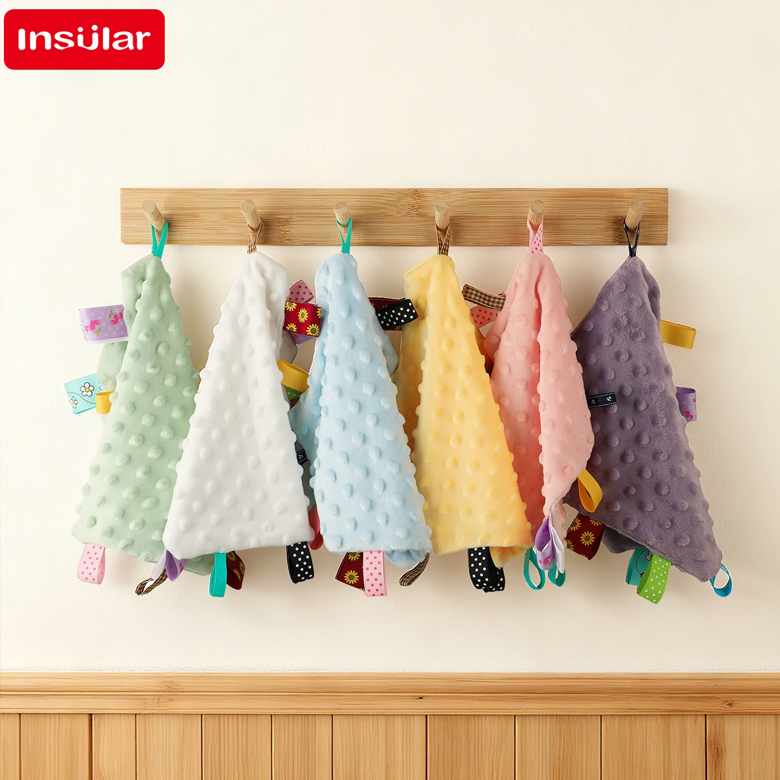 INSULAR Infant Lullaby Handkerchief Soft Fiber Label Baby Soothing Towel Comfortable Kids Sleeping Companion Kerchief Soothing