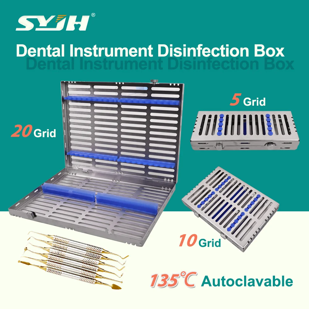 Dental Instrument Disinfection Box 5/10/20 Grid  Autoclavable Sterilization Box Dental Cassette File Burs Disinfection Trays
