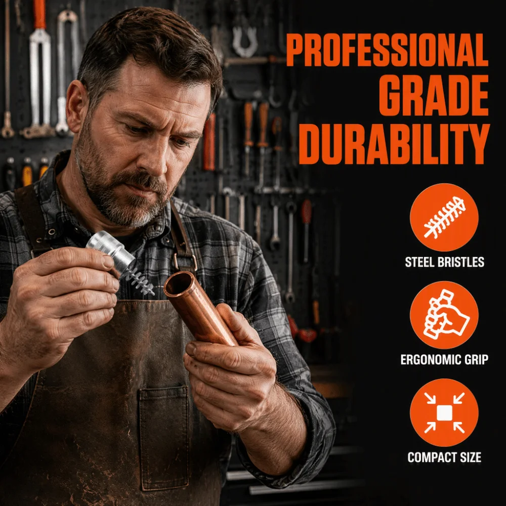Steel Battery Cleaning Brush Reusable Deburring Battery Terminal Cleaner Ergonomic 4-in-1 Cleaning Tool Boat Maintenance