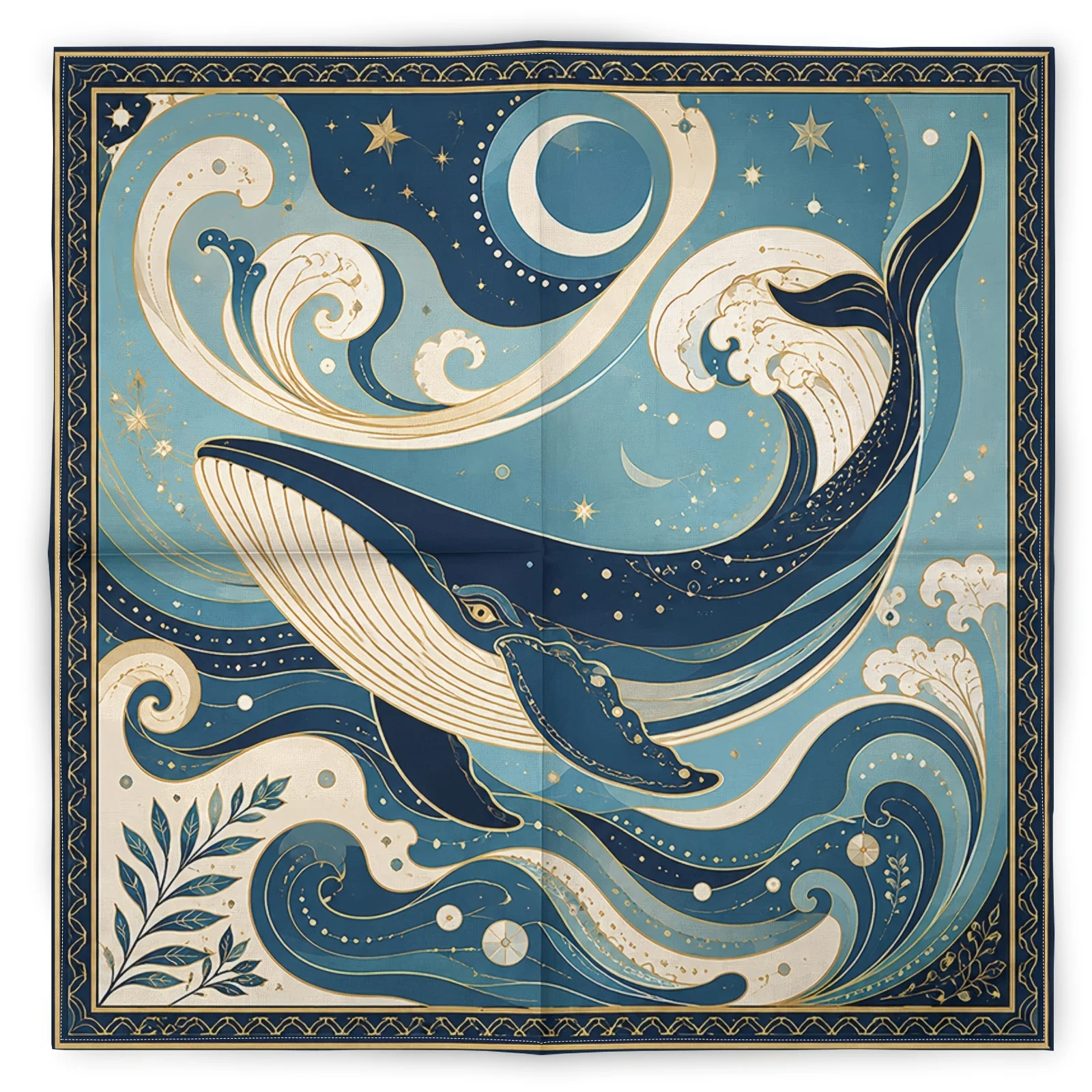 Nautical Whale Ocean Scene Tablecloth Blue Sea Mermaid Art Print Square Decorative Table Cover 60x60cm