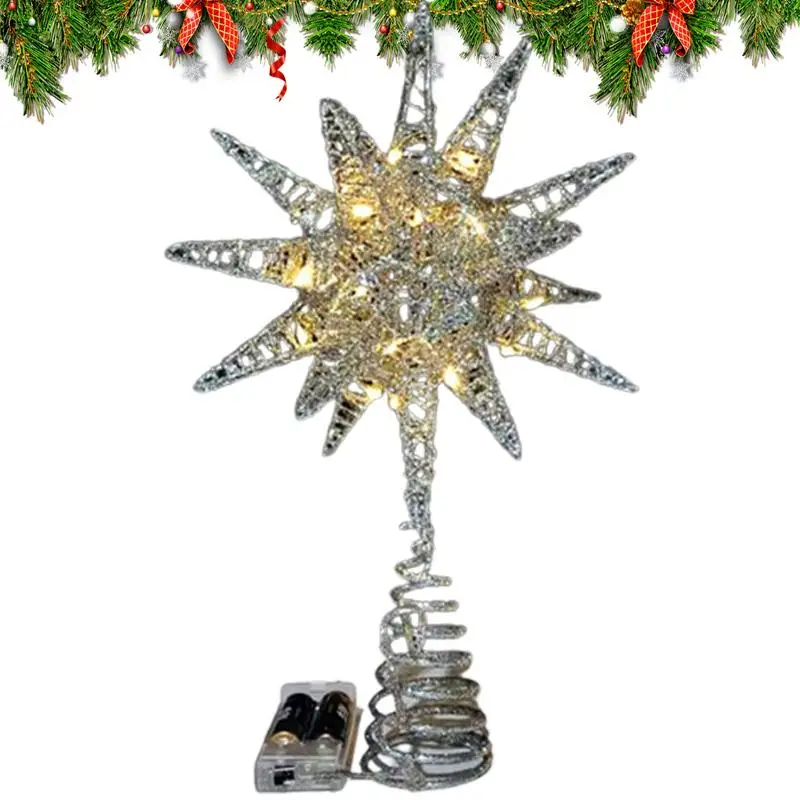 

Christmas tree top glittering gold and silver star Christmas tree snowflake decoration home Christmas decoration Natal New Year