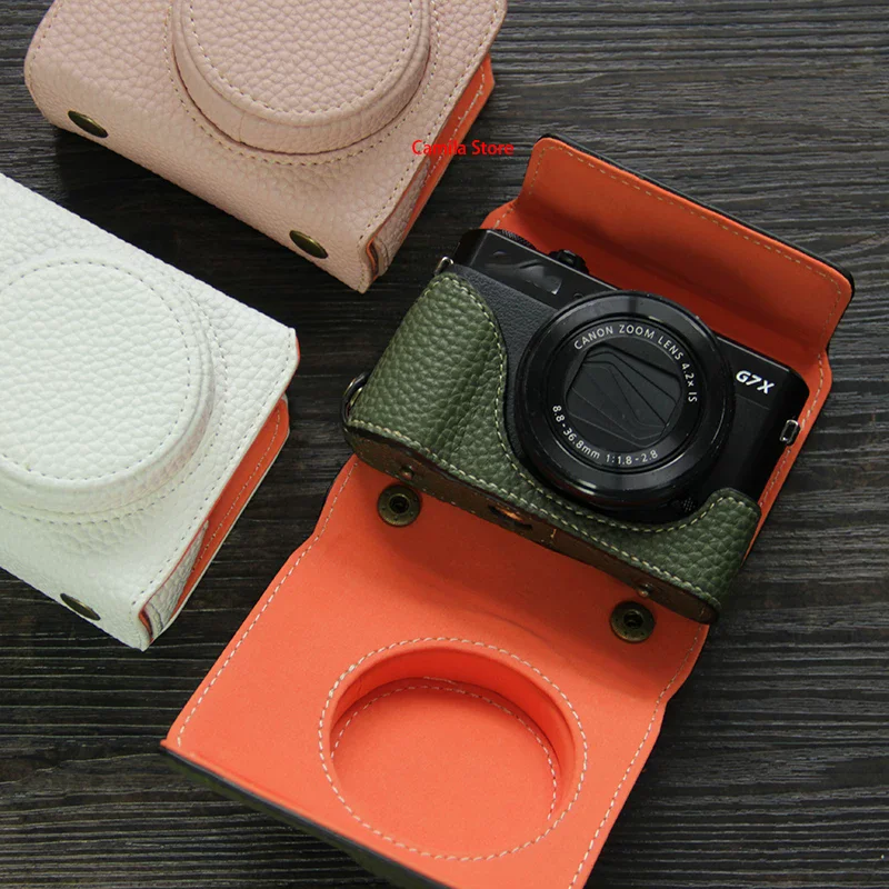 new luxury handwork Camera PU leather Bag Body BOX Case For canon G7X G7X2 G7X3 G7X Mark ii iii Protective sleeve shell strap