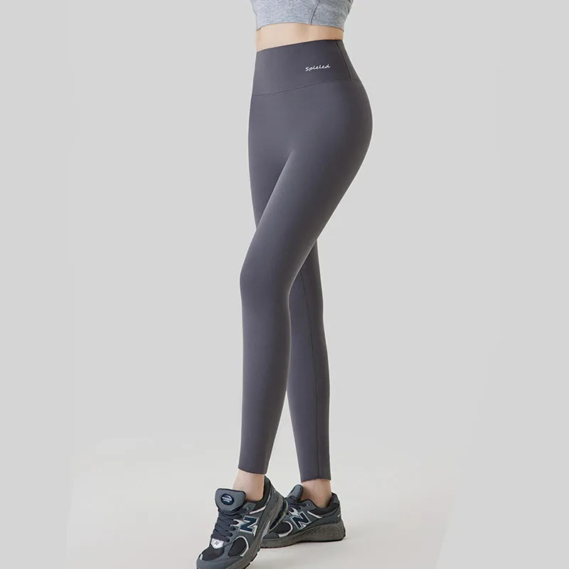 Women Letter Printed High Waist Sharkskin Pants Autumn Winter Lamb Wool Thicken Warm Leggings Solid Streetwear Traceless Legging
