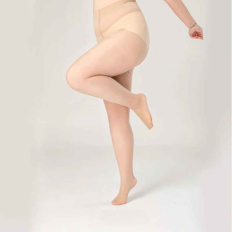 Plus Size Women 0D Sheer Tights High Elastic Thin Control Top Pantyhose Soft Nylon Breathable Large Size Daily Casual Hosiery