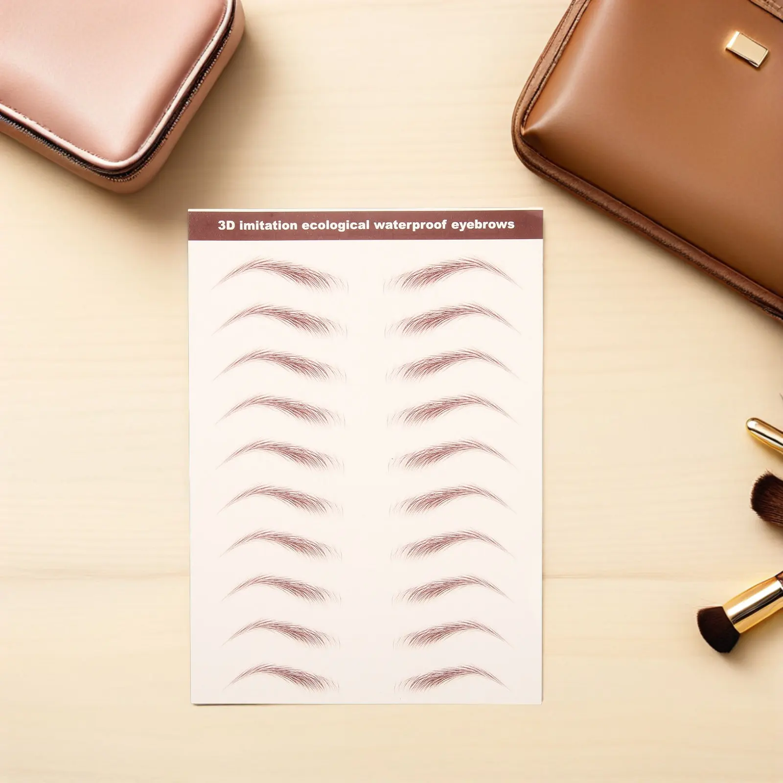6 Sheets Temporary 3D Eyebrow Stickers Self-Adhesive Waterproof Brow Transfers Realistic Hair-Like Texture for Women Makeup