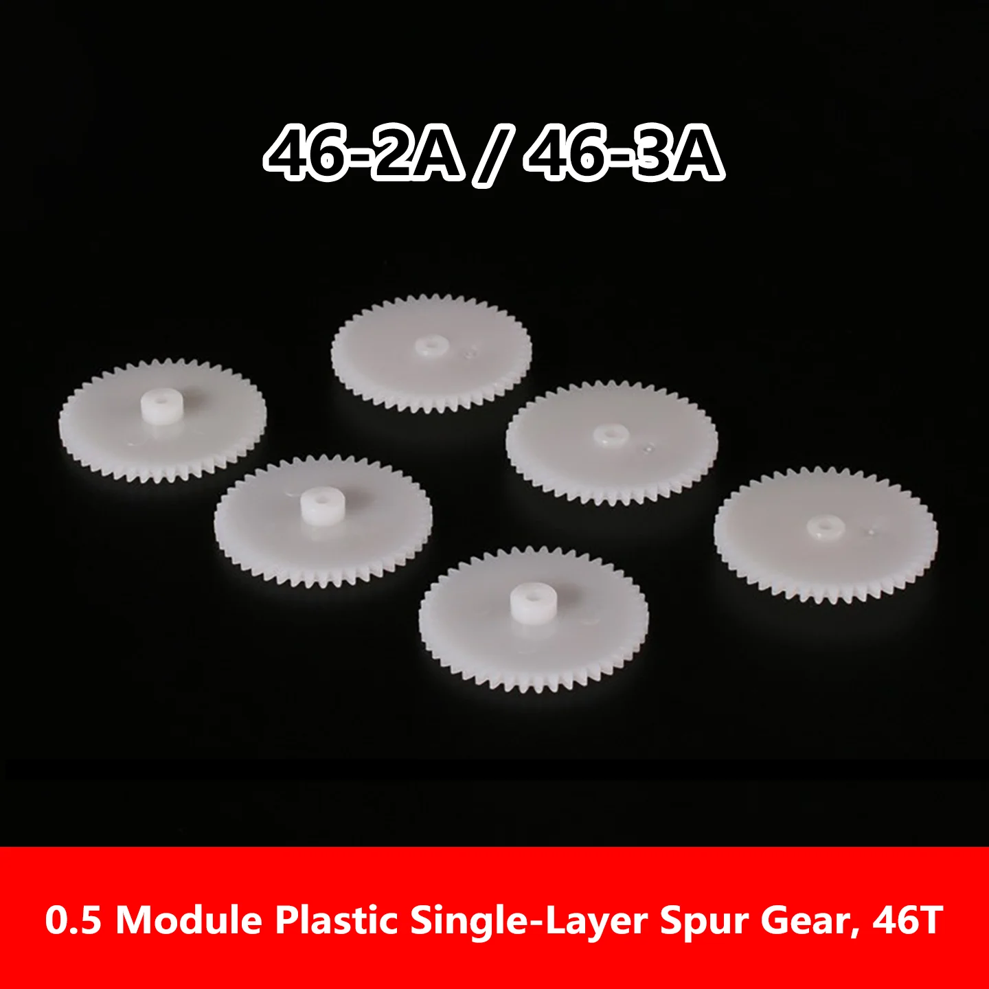 462A/3A 20pcs/100pcs 0.5 Module POM Plastic Single‑Layer Gear, 46‑Tooth Spur Gear for Reduction Gearbox, Toy Gear Part