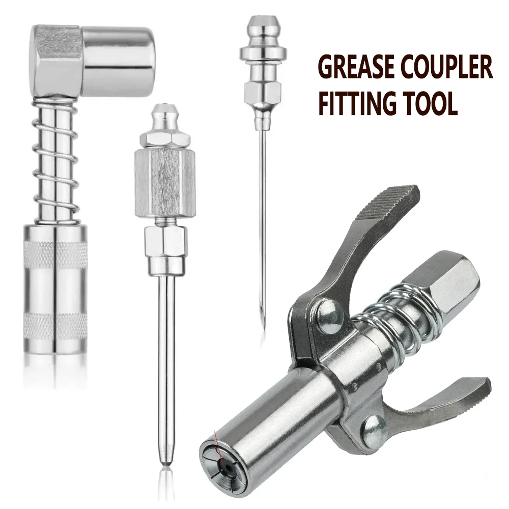 Ensemble de raccords de coupleur de graisse, ensemble de lubrification, injecteurs d'aiguille de graisse coudés, coupleur de pistolet à graisse pour usage mécanique 4 pièces
