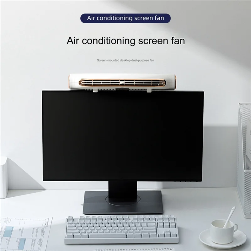 ABJY-Bladeless Monitor Screen Fan Air Cooler USB Rechargeable Portable Fans