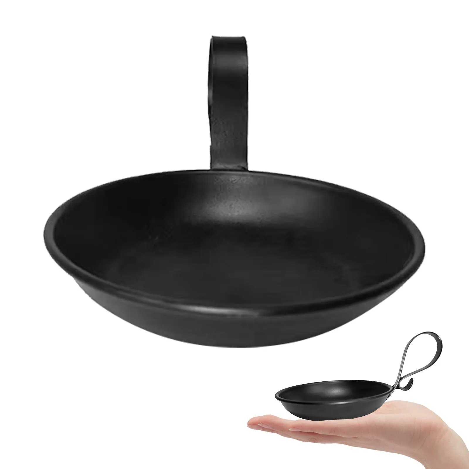 Matte Black Metal Bowl Holder Cast Iron Pillar Stand Circle Handle Tabletop Minimalist Home Decor 6.6x4.45 Inch