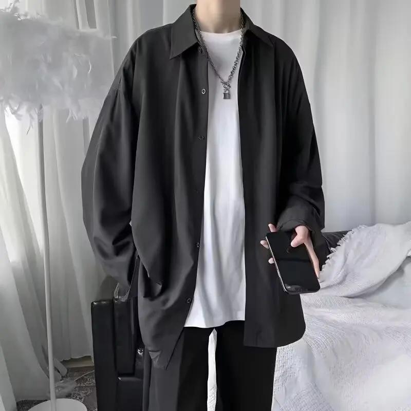 Langarmhemd für Teenager, hochwertiges und cooles Jackendesign im Hongkong-Stil für Herren, elegantes und stilvolles Herbsthemd, Herren