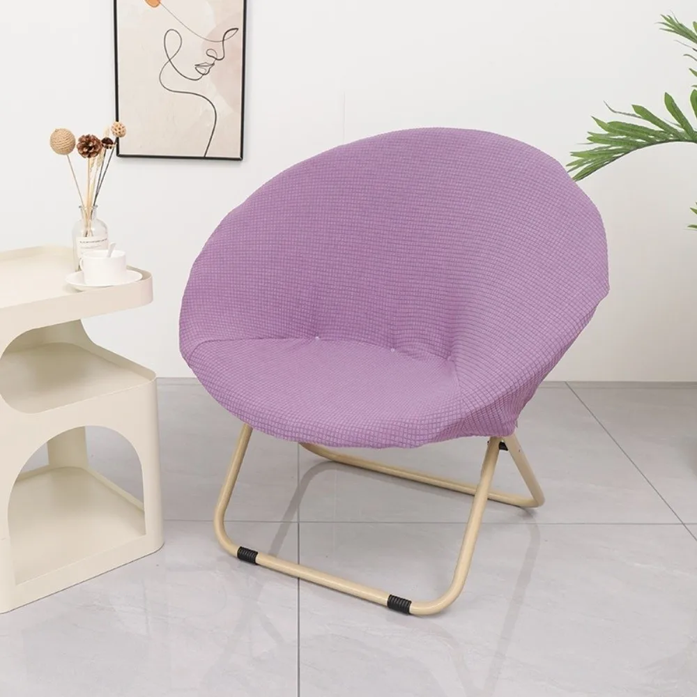 Universal Solid Color Saucer Chair Cover Knitted Round Moon Saucer Chair Protector Jacquard Camping Seat Cover Fit Outdoor Chair