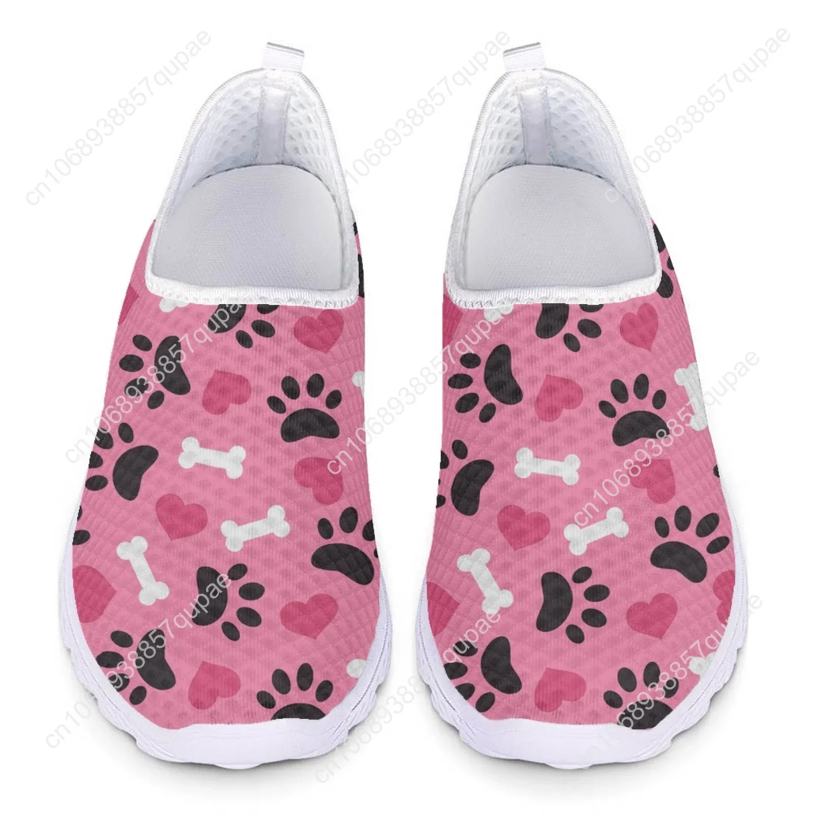 Pink Dog Paw Love Print Mesh High Quality Sneakers Women Men Teenager Casual Fashion Custom Made Tennis Flat Couple Shoes