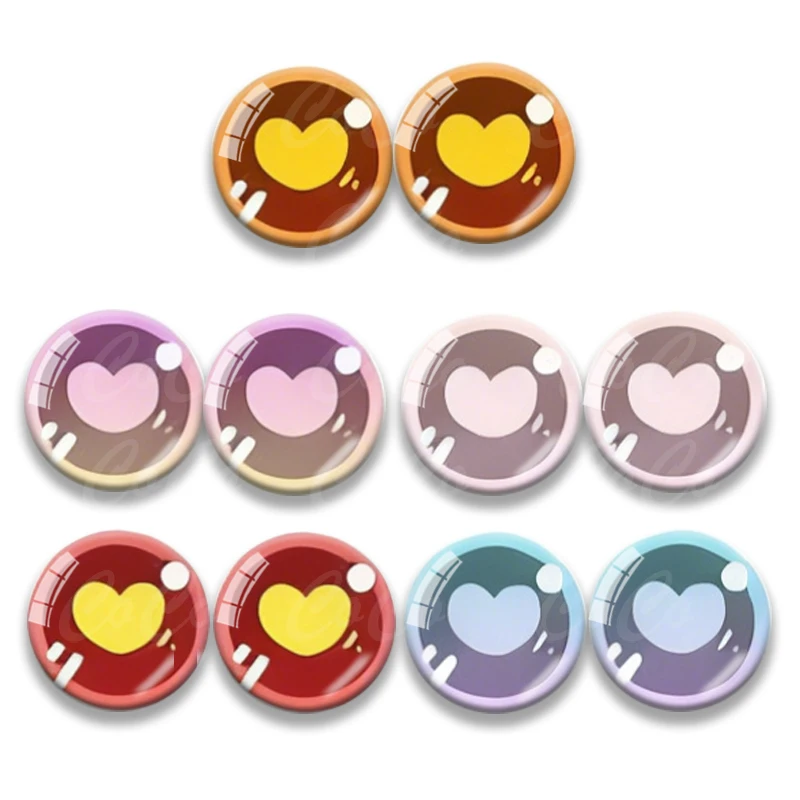 10pcs 8mm/12mm/18mm/20mm/25mm Glass Cartoon Doll round Eyes Heart Pupil Lovely  Round cabochon flat back Making findings Jewelry