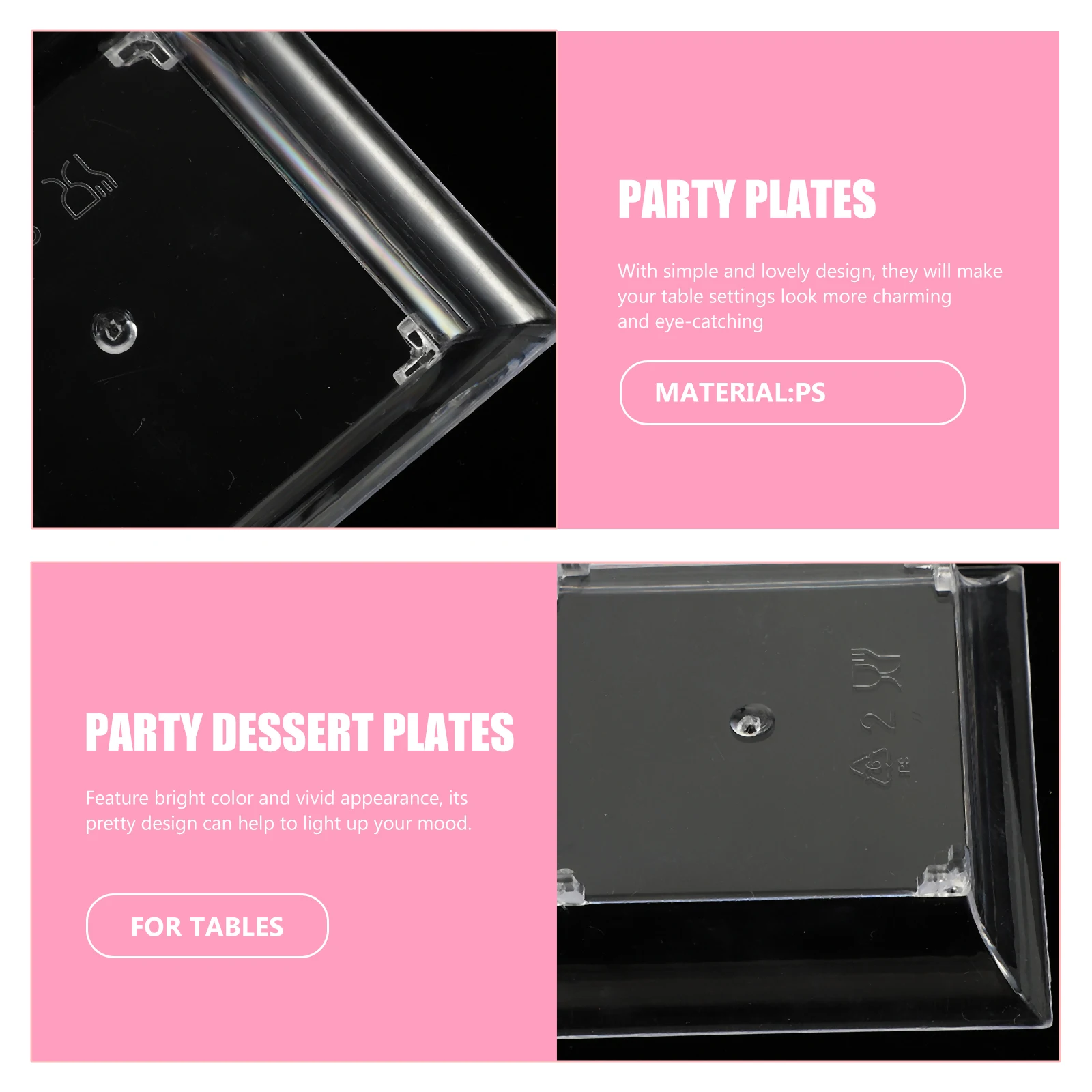 50pcs Disposable Serving Trays Outdoor Party Plates Food Display Stands For Desserts Cakes Cookies Buffet Catering Rectangle
