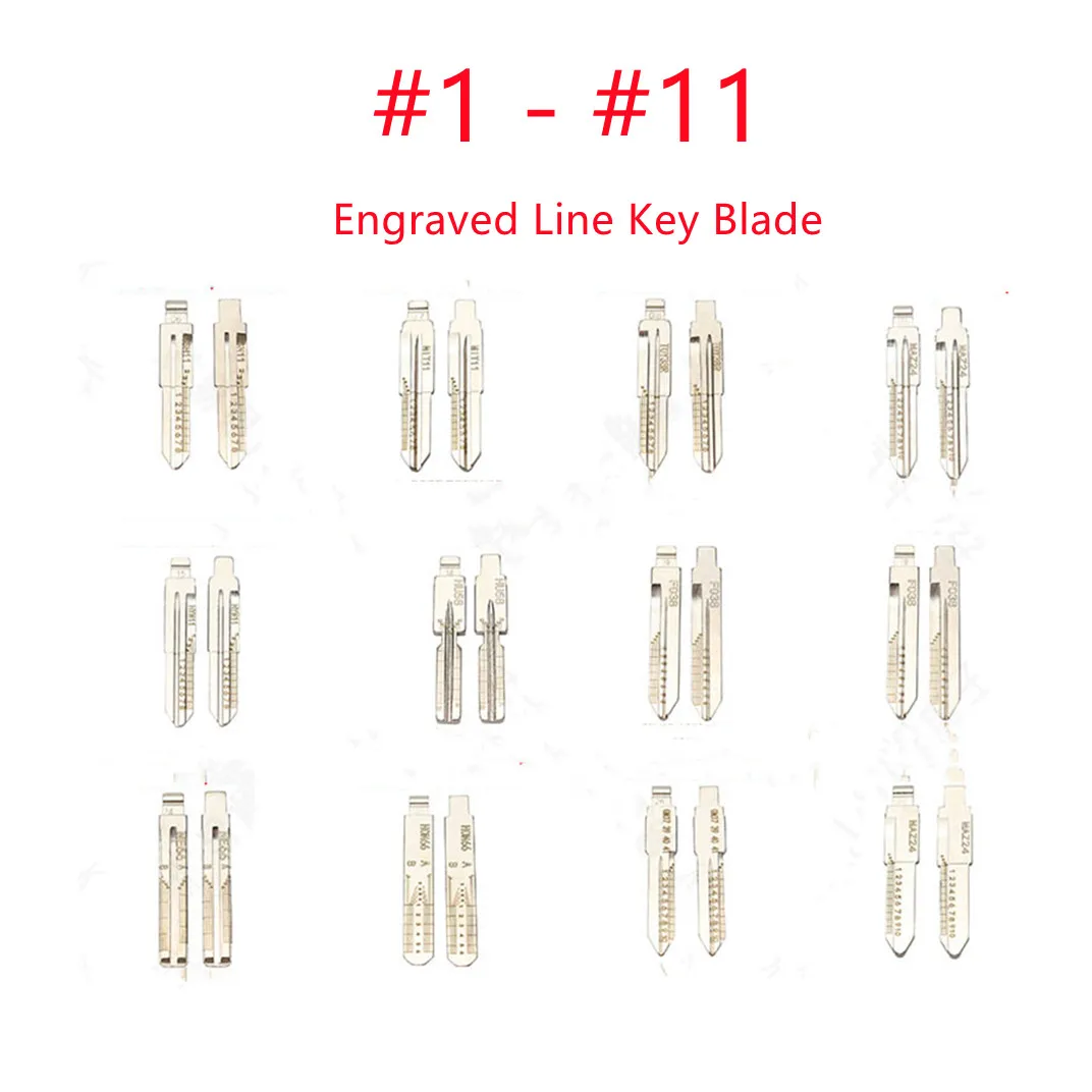 #1-#11 10pcs/lot Engraved Line Key Blade for KD900-X2 VVDI for Renault Toyota Mitsubishi Benz MIT11 TOY43