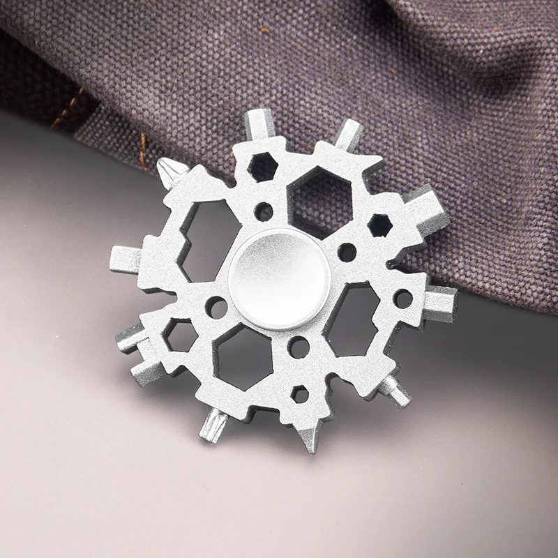 Stainless Steel Fidget Spinner Snowflake Wrench 23-in-1 Multi Tool Portable Bottle Opener Screwdriver Stress Relief