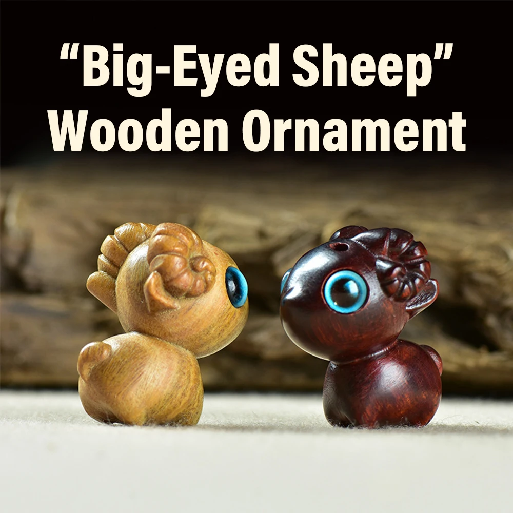 Gentle BigEyed Sheep Wooden Ornament Cute MultiColor Hanging Lamb Decor for Bags Keys Home & Car Accessories Adorable Charm Gift