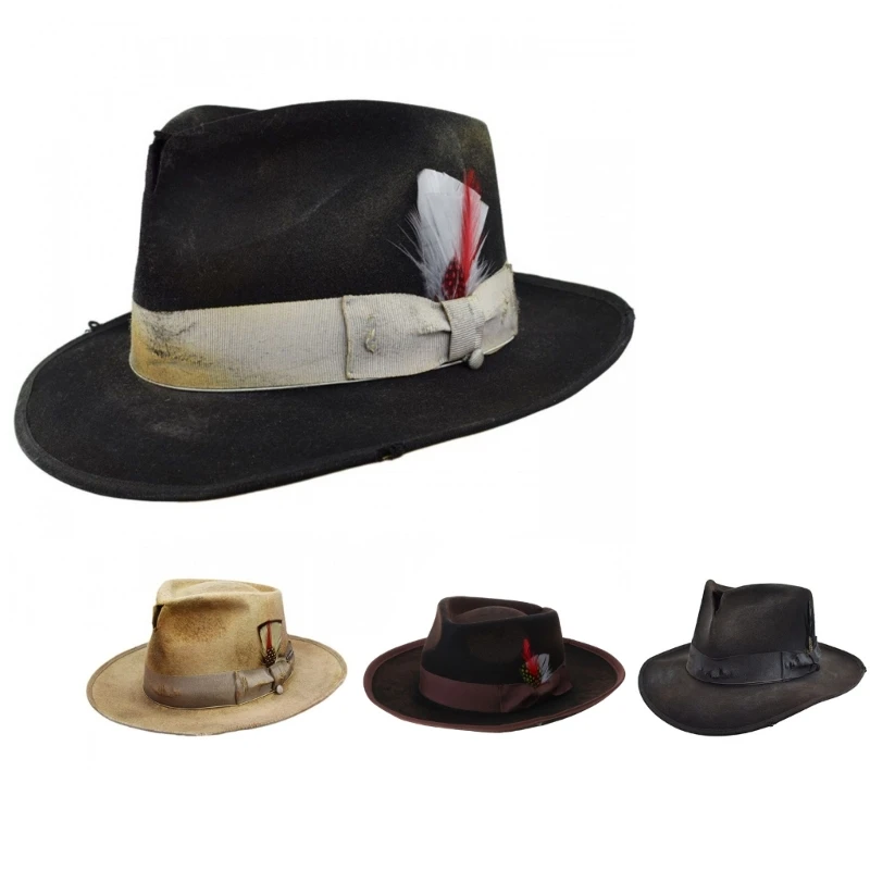

Vintage Fedora Hat Victorian Age Short Brim Western Magician Hat Versatile Top Hat for Dinner Outdoor Casual Wear