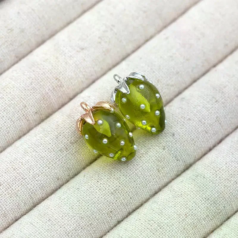 3D Resin Strawberry Pendant Charms 2Pcs Realistic Sweet Fruit Charms for DIY Bag Pendant Jewelry Making Craft Kits