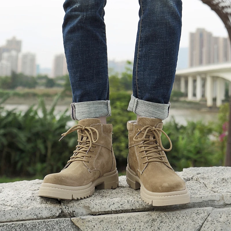 New Men Suede Leather Outdoor Cold-resistant Precision Craft  Boots Anti-slip Wearable Thick Soled Comfort Special Forces Boots