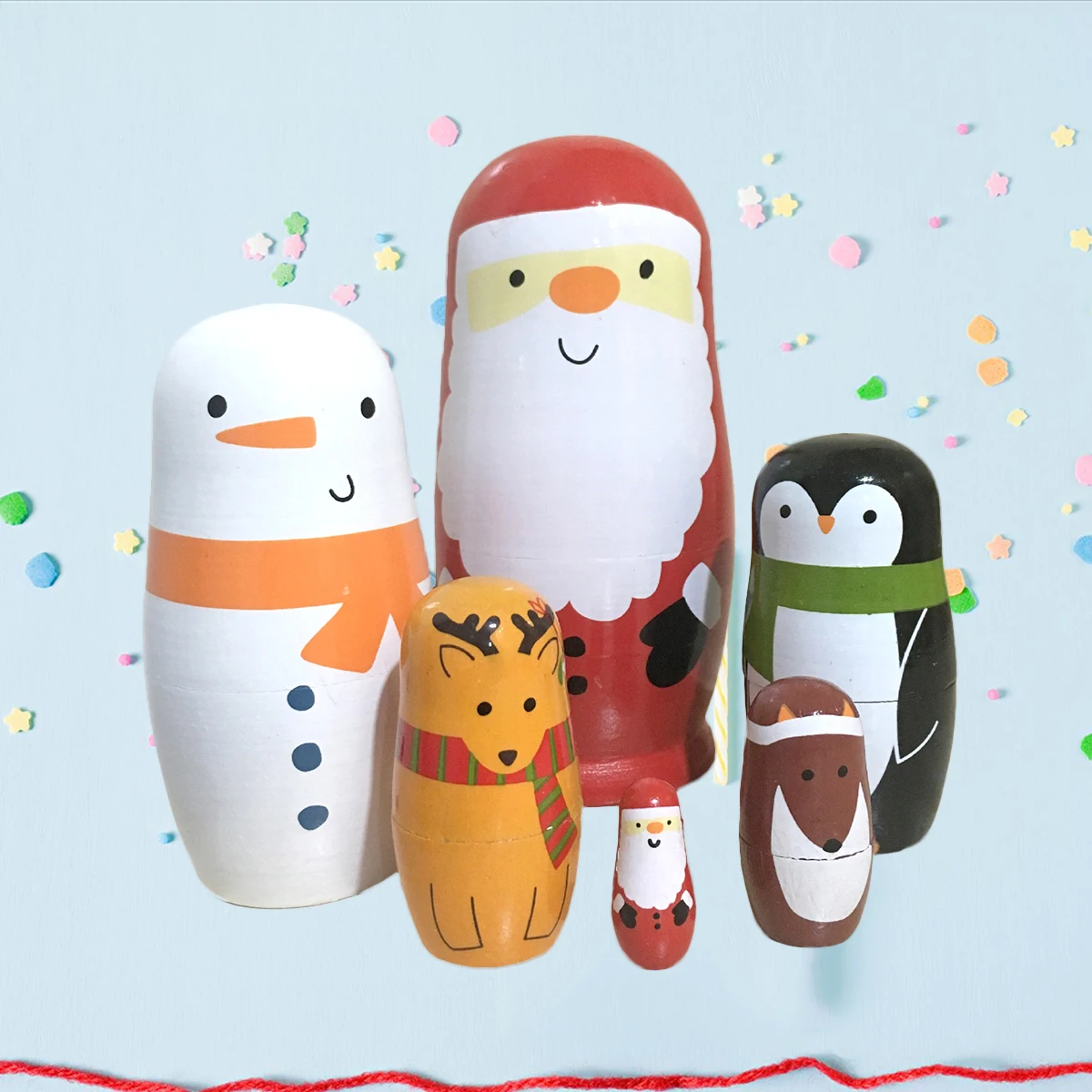 

6 Pcs Five-Layer Matryoshka Russian Nesting Toy Stacking Toys Bamboo