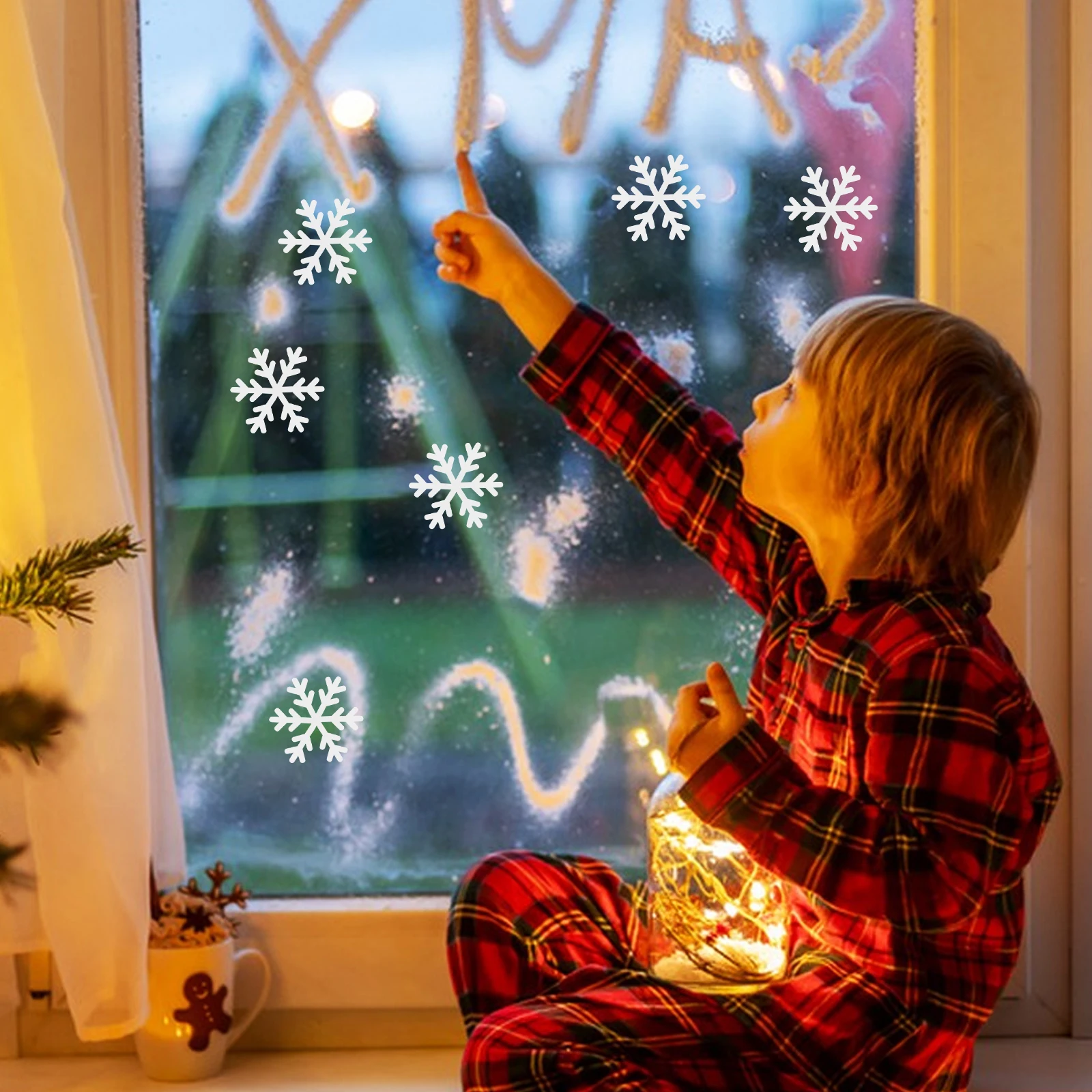 

Xmas Snowflake Sticker Self-Adhesive Waterproof Wall Decal for Christmas Decor Home Window Door Holiday Decoration