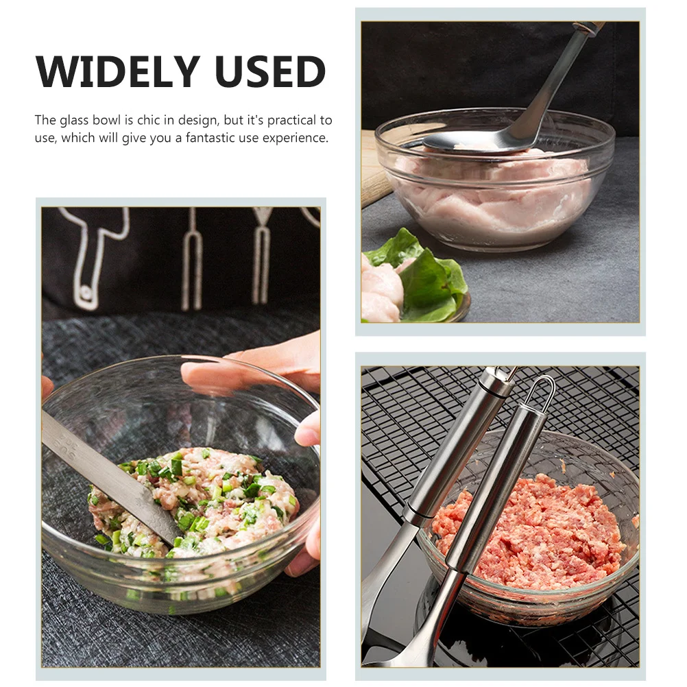 

2 Pcs Dinner Bowls Serving Mixing Household Food Glass Salad Prep for Cooking Clear