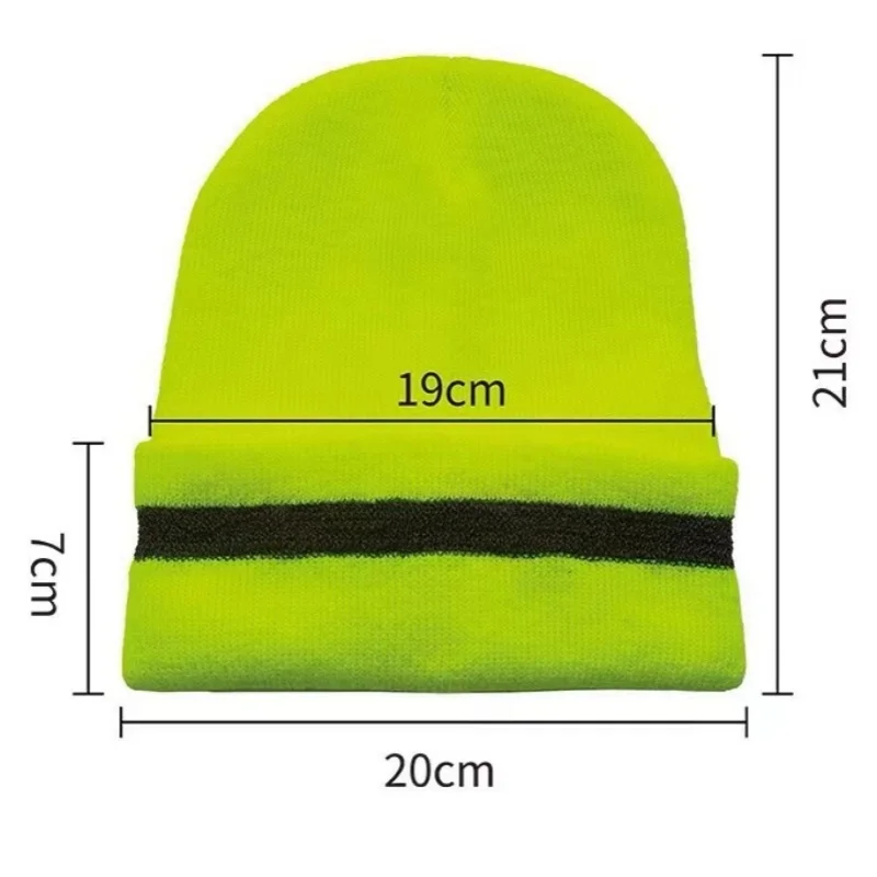 Outdoor Winter Reflective Stripe Knit Hat Unisex Night Warm Safety Sports Cycling Running Work Ski Bonnet Cap Hip Hop Beanie Cap