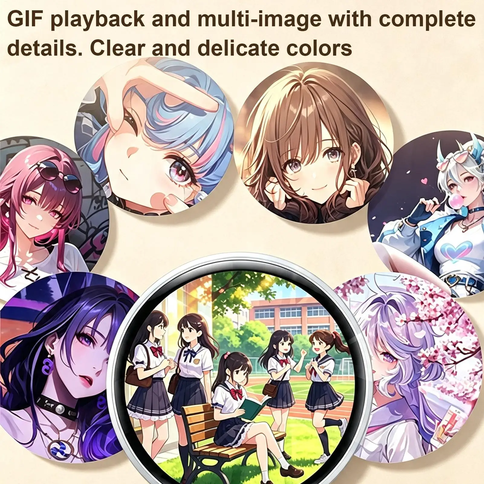 Digital Pin Smart Electronic Wearable Anime Touchscreen Wireless Pin Badge For Fans Backpacks Hoodies Hats Bags Cosplay Video