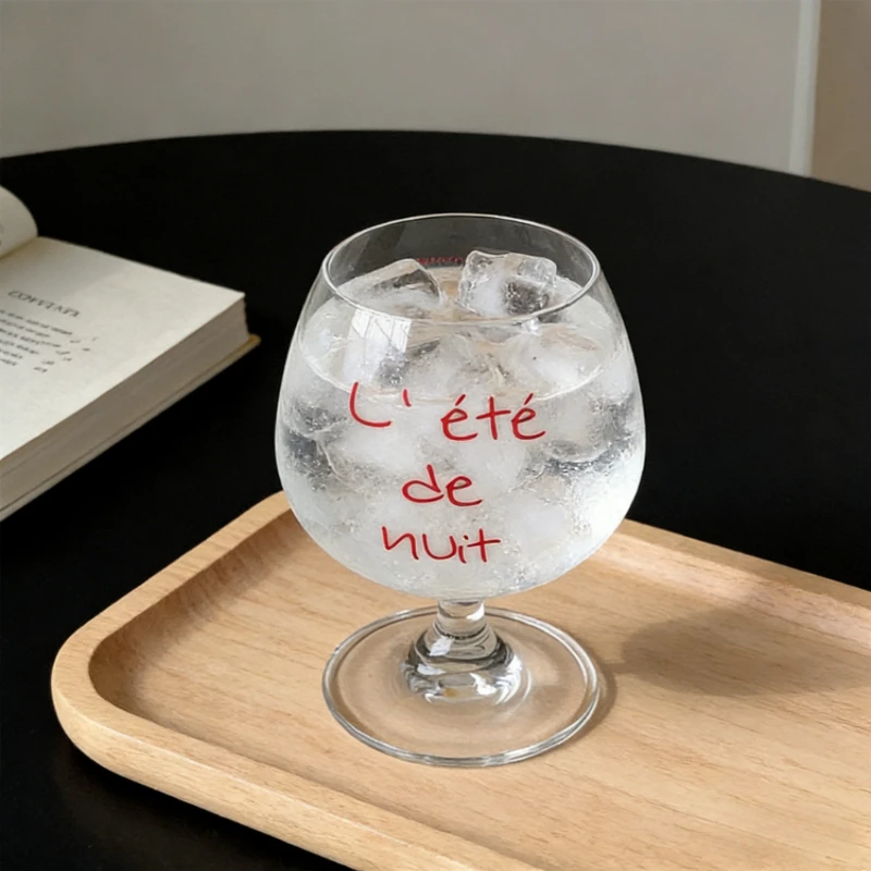 

New French Summer Night Low Footed Glass Cups Creative Home Water Cup Ice Coffee Glass Red Wine Brandy Glass for Romantic Dining