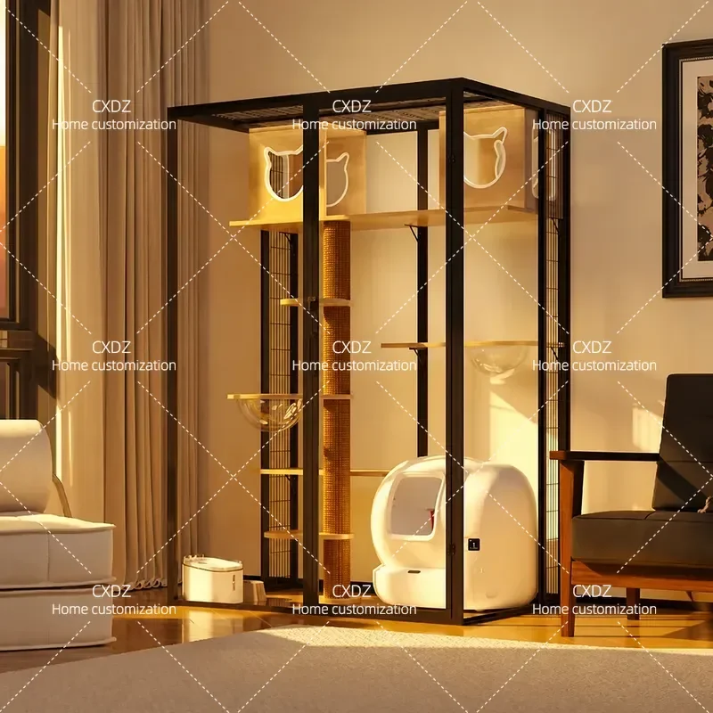 Panoramic glass  villa house household cat cage large indoor  villa cabinet luxury cat room direct sales