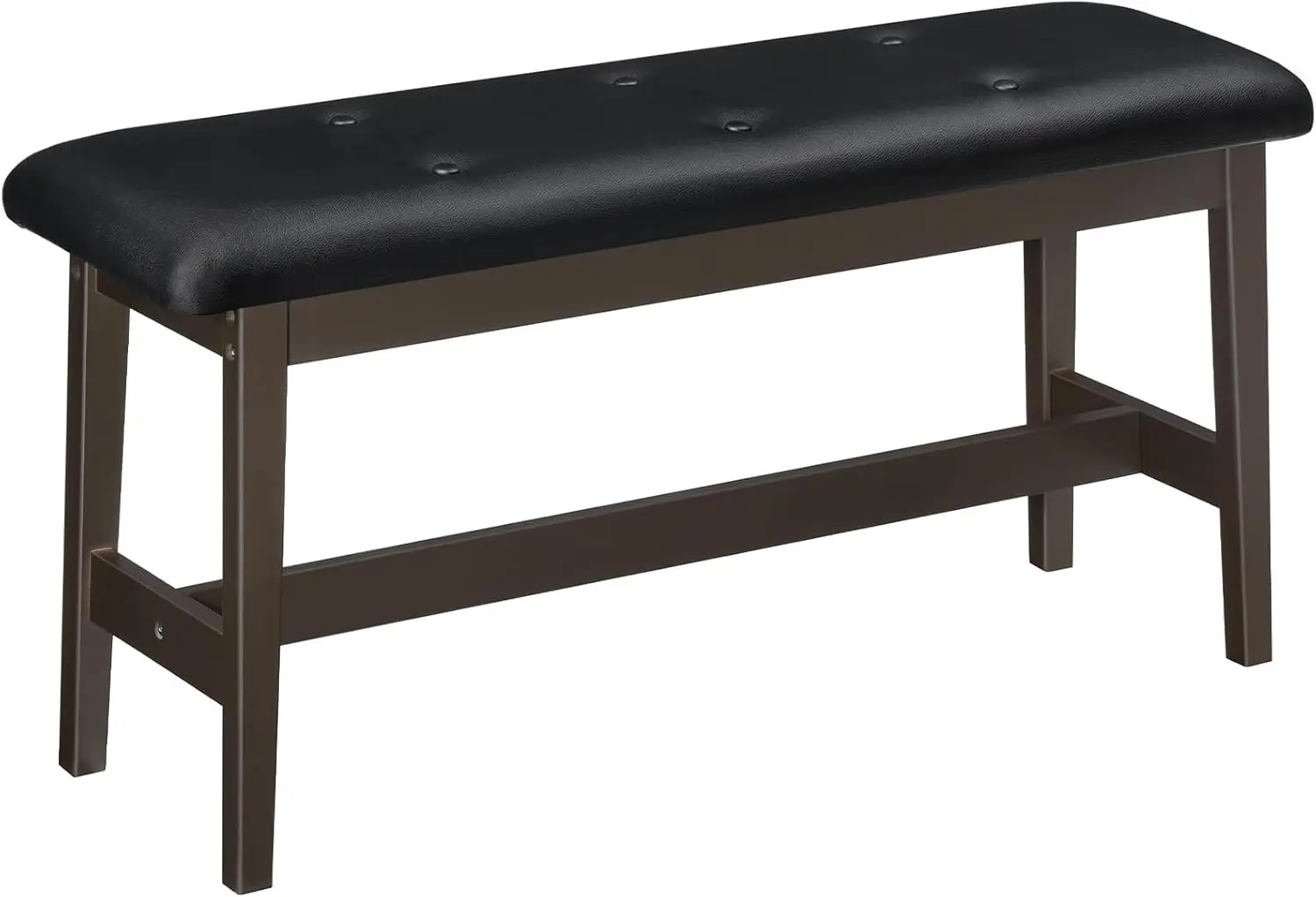 

Бамбуковая обеденная скамейка с сиденьем из искусственной кожи, универсальная для кухни, гостиной, прихожей, коричневый, черный