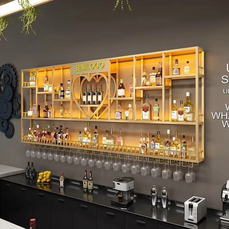 

Buffet Cabinet Beverage Wall Wine Shelf Wooden Stand Corner Bottle Rack Storage Shelves Showcase Furniture Modern Nightclub Bar