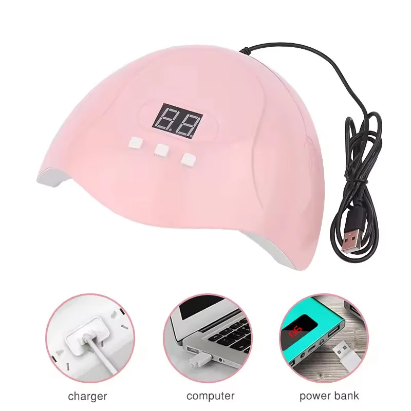 Portable 54w quick-drying induction dryer for nail polish glue store with pink baking lamp and light-emitting diode