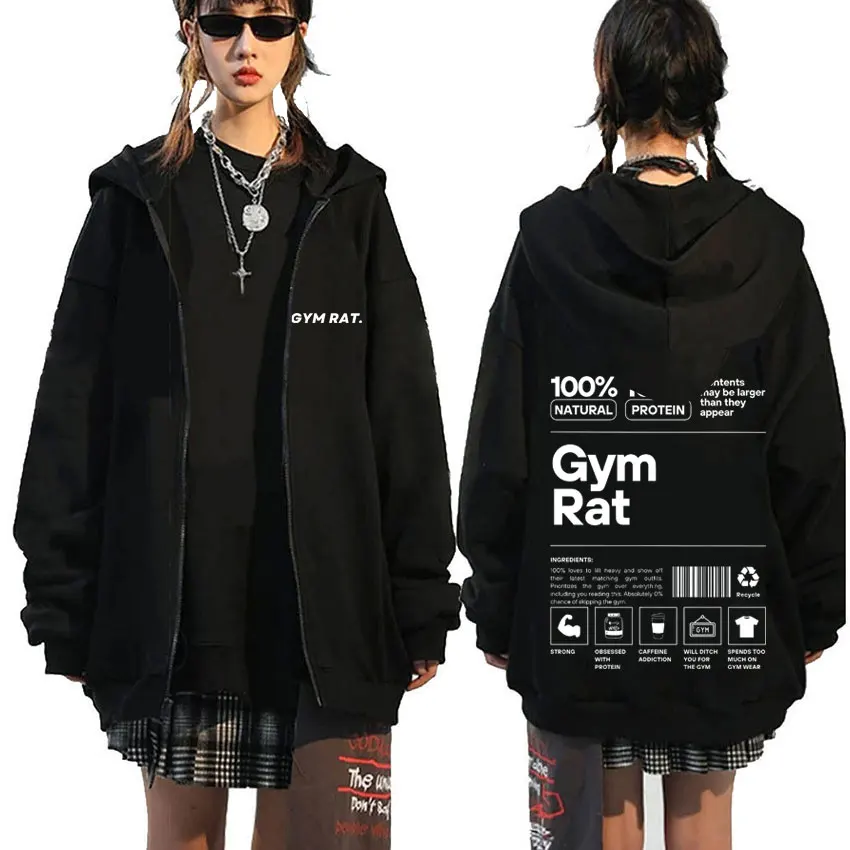 

Gym Rat Muscle Mommy Pump Cover Zipper Hoodie Funny Powerlifting Workout Bodybuilding Hoodies Men Fitness Oversize Zip Up Jacket