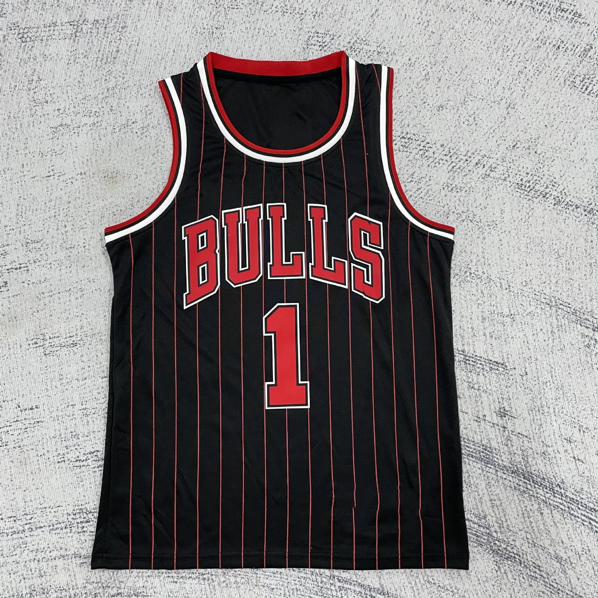 New Arrival Men\'s Vest USA Basketball Black Stripe Vintage Jersey 23 Jordan 1 Rose 8 LaVine 33 Pippen Jersey Street Sports Tops