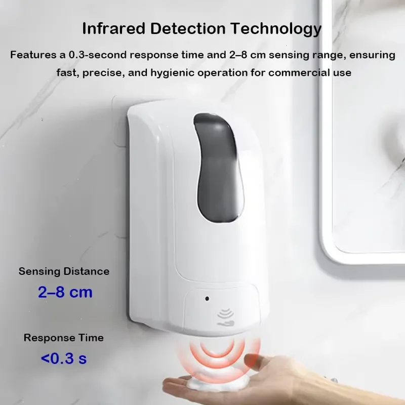 Automatic Wall Mounted Soap Dispenser 6 Pump Heads Eco Friendly Sensor Distance 2.8cm For Gel Shampoo Lotion Foam Commercial