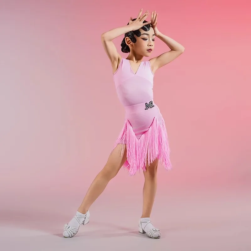 الأطفال هامش رومبا اللاتينية فستان رقص الفتيات شرابة التانغو السالسا السامبا قاعة الرقص اللاتينية أزياء رقص الأطفال المرحلة وتتسابق زي #4