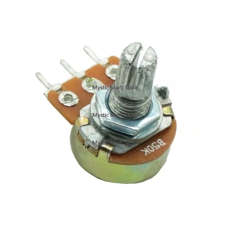 

5 pieces. 50K Ohm 3PIN 3 pin 3 Terminal Linear Cone rotary potentiometer 50KB B50K pot