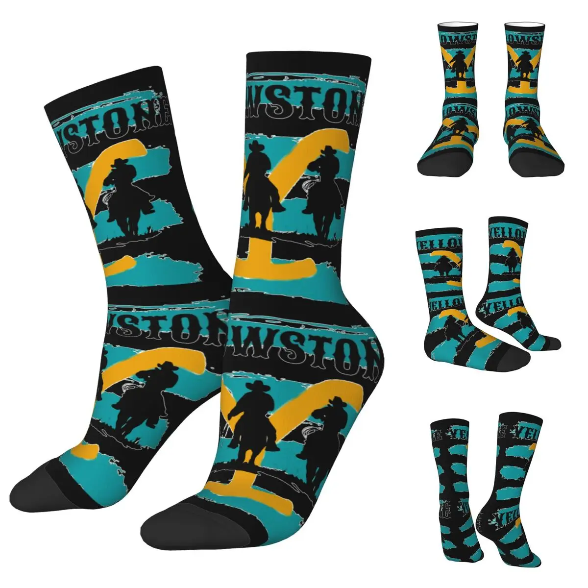 3D printing cosy Unisex Socks,Running Cowboy Et De Yellowstone Dutton Ranch Interesting Four Seasons Socks